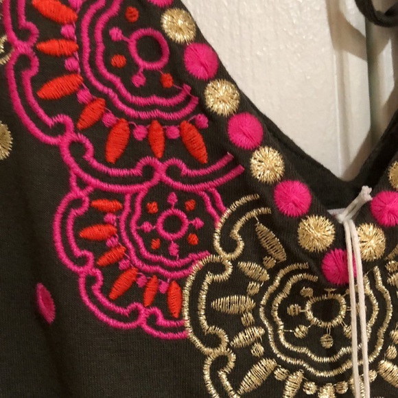 Boden Marcia Embroidered Dress Olive Green size 8R - Picture 9 of 13